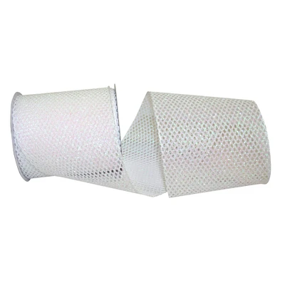 Reliant 4" x 10yd. Iridescent Glitter Wired Net Mesh Ribbon