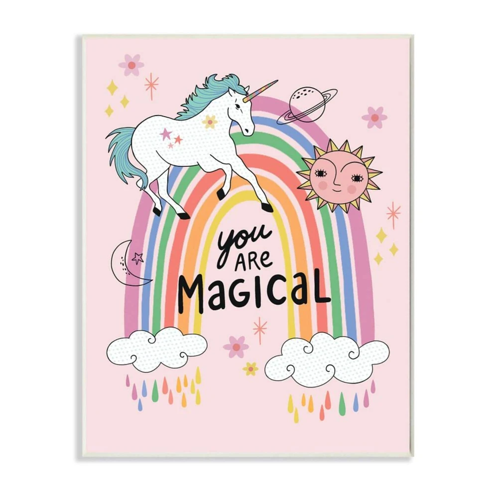 Stupell Industries You Are Magical Unicorn Rainbow Wall Plaque