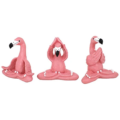 Design Toscano 13.5" Large The Zen of Pink Flamingos Yoga Garden Statues Set