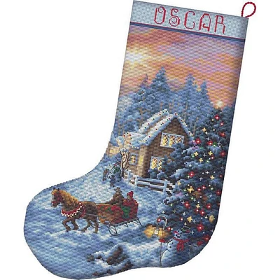 LetiStitch Counted Cross Stitch Kit Christmas Eve Stocking