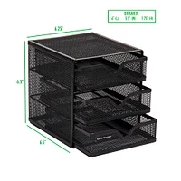 Mind Reader Black Mesh Mini 3 Tier Drawer Desk Office Supplies Organizer