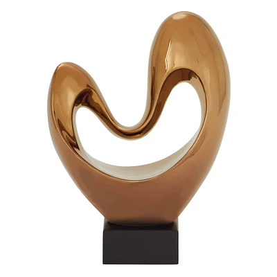14" Copper Porcelain Modern Abstract Sculpture