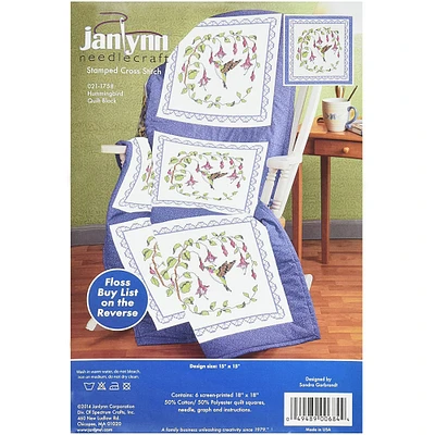 Janlynn® Hummingbird Stamped Cross Stitch Quilt Blocks Kit