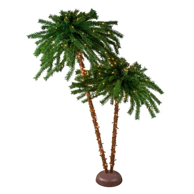 6ft. Dual Pre-Lit Artificial Tropical Outdoor Patio Palm Trees