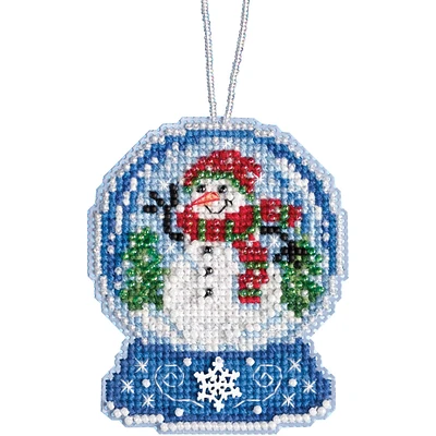 Mill Hill® Snowman Snow Globe Ornament Beaded Counted Cross Stitch Kit