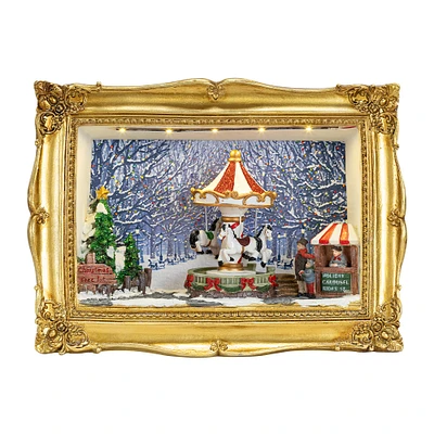 90th Anniversary Collection 9" Animated & Musical Gold Frame Carousel Shadow Box