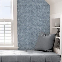 NuWallpaper Navy Poplin Texture Peel & Stick Wallpaper