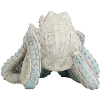 11" Beige Textured Octopus Sculpture with Light Blue Tentacles