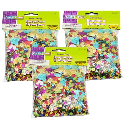 4 Packs: 3 ct. (12 total) Pacon® Creativity Street® 4oz. Sequins & Spangles Bag