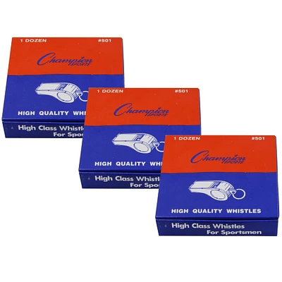 Champion Sports Medium Weight Metal Whistle, 12 Per Pack - 3 Packs