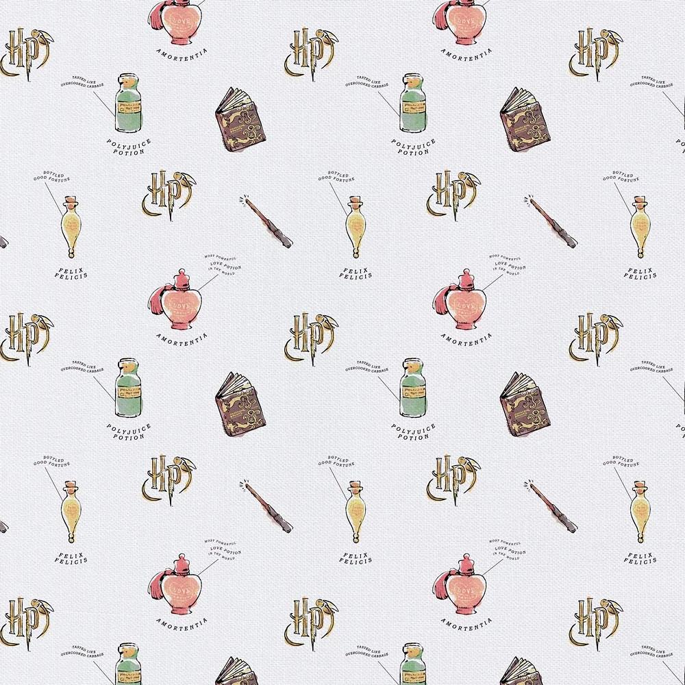 Harry Potter White Watercolor Oddities Precut Cotton Fabric