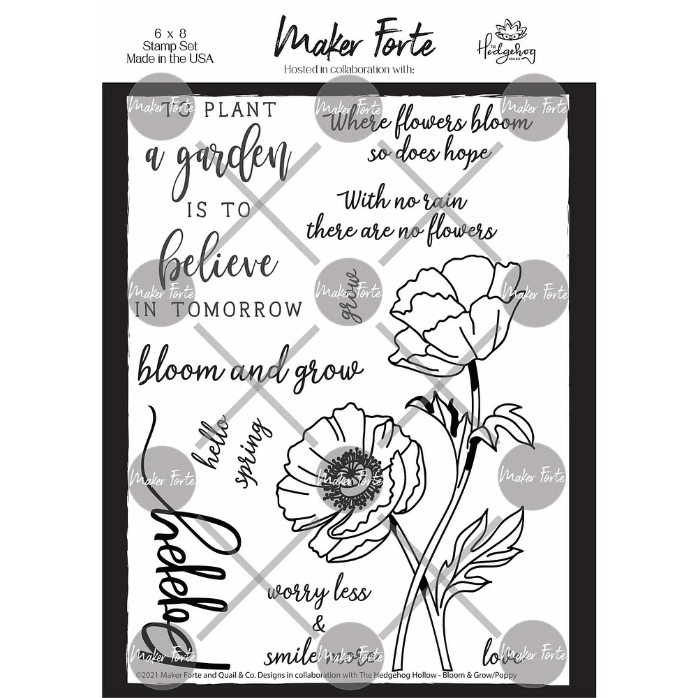 Maker Forte Bloom & Grow Poppy Clear Stamps by Hedgehog Hollow