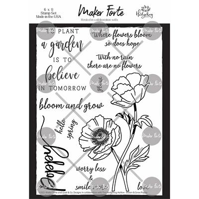 Maker Forte Bloom & Grow Poppy Clear Stamps by Hedgehog Hollow