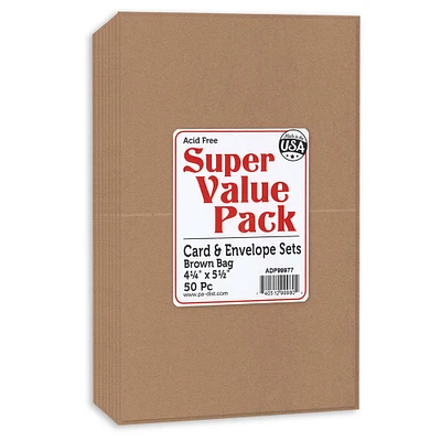 PA Paper™ Accents Super Value Brown Bag 4.25" x 5.5" Card & Envelope Set