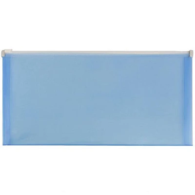 JAM Paper 5.25" x 10" Blue Plastic Zip Closure Envelopes, 108ct.