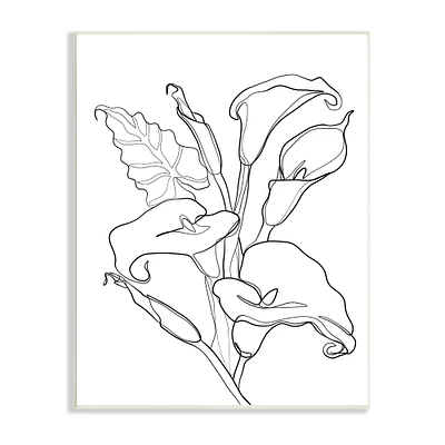 Stupell Industries Calla Lily Floral Stem Modern Minimal Line Drawing Wall Plaque