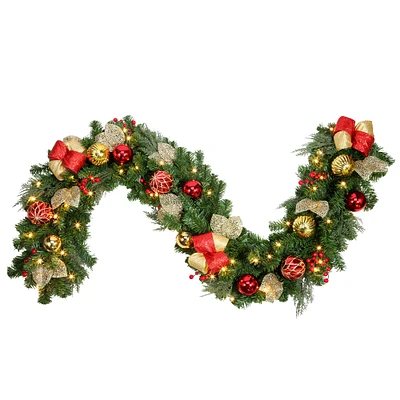 6ft. Pre-Lit Madison Gold Leaves & Ornaments Garland
