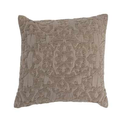 Taupe Chenille Jacquard Pillow