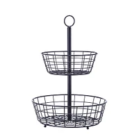 SunnyPoint Black 2 Tier Countertop Fruit Basket Stand