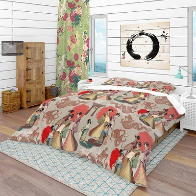 Designart 'Japanese & Chinese Culture Pattern' Oriental Bedding Set