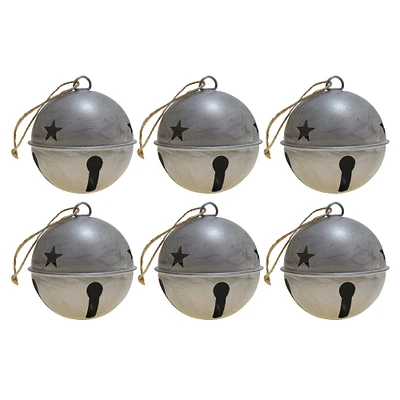 Haute Decor 6ct. 3.5" Silver Jingle Bell Ornaments