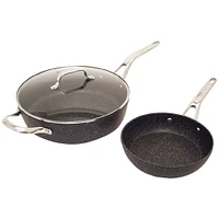 The ROCK by Starfrit 3-Piece Cookware Set With Riveted Cast Stainless Steel Handles