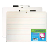 Flipside 9'' x 12'' Two-Sided Primary Ruled Dry Erase Board with Attached Marker, 3ct.