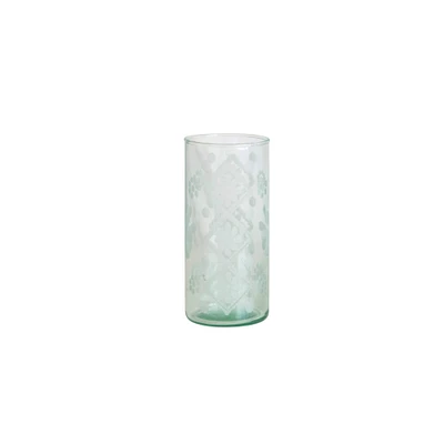 Clear Etched Glass Hurricane Vase