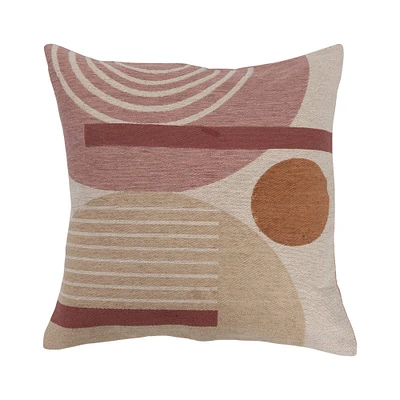 Multicolor Abstract Design Woven Cotton Blend Pillow