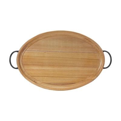 27.5" Natural Wood Tray with Handles