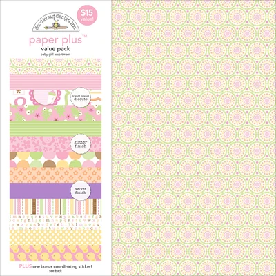 Doodlebug Design Inc.™ Paper Plus™ Baby Girl 12" x 12" Cardstock, 8 Sheets