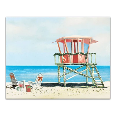 18" Festive Holiday Beach Christmas Canvas Wall Décor