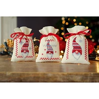 Vervaco Christmas Gnomes Counted Cross Stitch Sachet Bags Kit