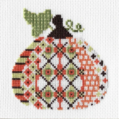 Colonial Needle Patterned Pumpkin 1 Counted Cross Stitch Kit