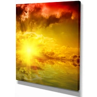 Designart - Red Dramatic Sky with Yellow Sun - Landscape Canvas Art Print