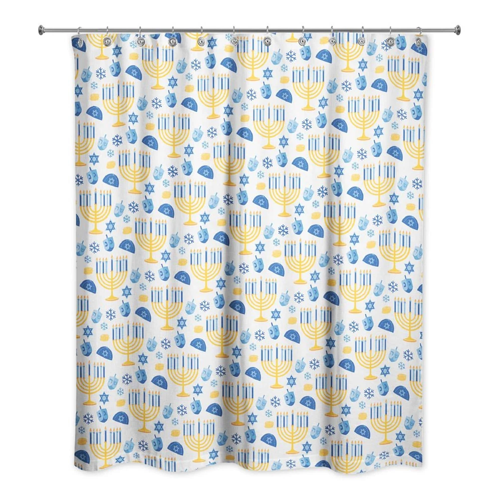 Hanukkah Menorah Pattern Shower Curtain