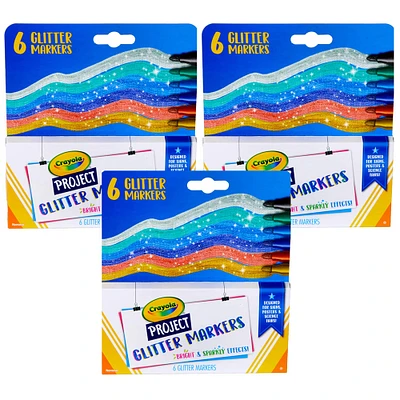 Crayola® Project Glitter Markers, 3 Packs of 6