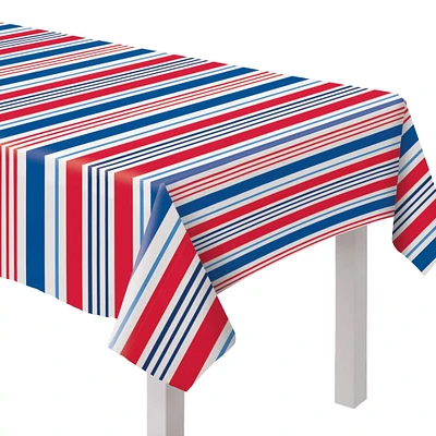 7ft. Patriotic Striped Fabric Table Cover