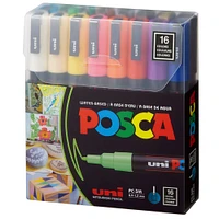 Uni Posca PC-3M 16 Color Fine Tip Paint Marker Set