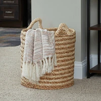 Household Essentials 19" Natural Decorative Wicker Basket with Handles