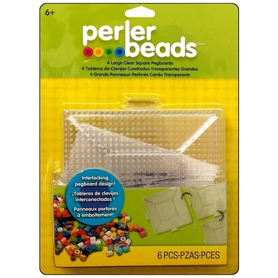 Perler® Large Clear Square Pegboard, 4ct.