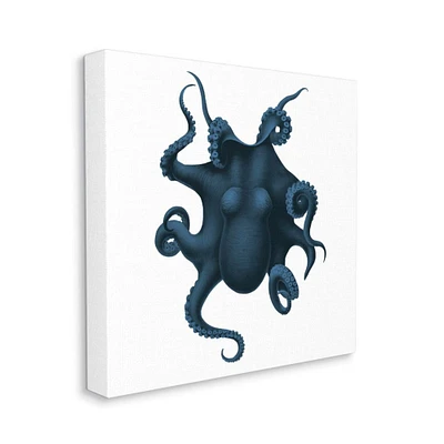 Stupell Industries Minimal Blue Octopus Marine Life Sea Creature Canvas Wall Art