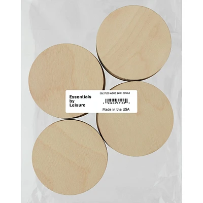 Essentials by Leisure Arts 24 Pack 3" x 3" Circle Flat Wood Shape