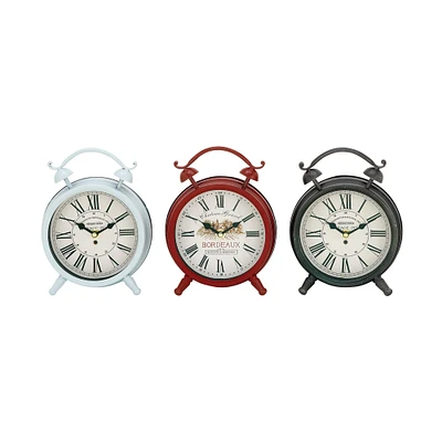 8" Multi Colored Metal Vintage Clock Set