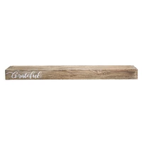 Walnut "Grateful" Text Engraving Floating Wall Shelf