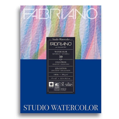 Fabriano® Studio Cold Press Watercolor Pad, 9'' x 12''