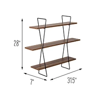 Honey Can Do 28" Three-Tier Decorative Metal & Wood Wall Shelves