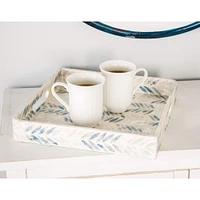 White Enamel Wood Coastal Tray Set