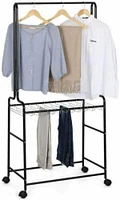 NEX™ Black 2-Tier Heavy Duty Rolling Metal Garment Rack