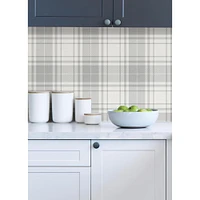 InHome Franklin Plaid Gray Peel & Stick Wallpaper